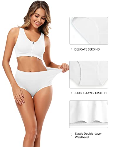 image for Molasus Women's Soft Cotton Underwear Briefs High Waisted Postpartum P