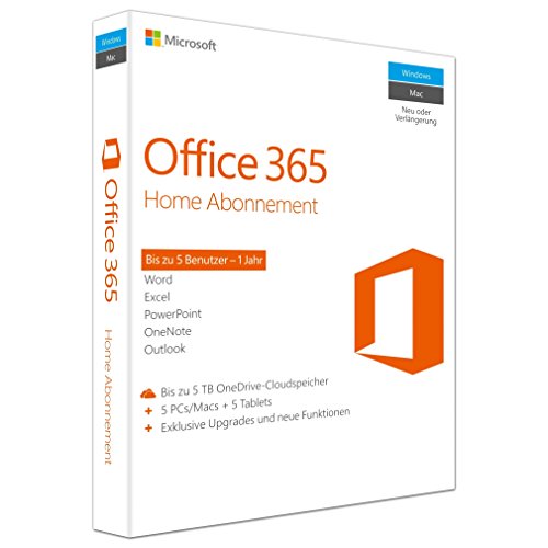 Microsoft Office 365 Home Multilingüe Del 5 Usuario Más Pcs / Macs ,Tabletas Y Móvil Aparatos 1 Jahresabonnement Caja