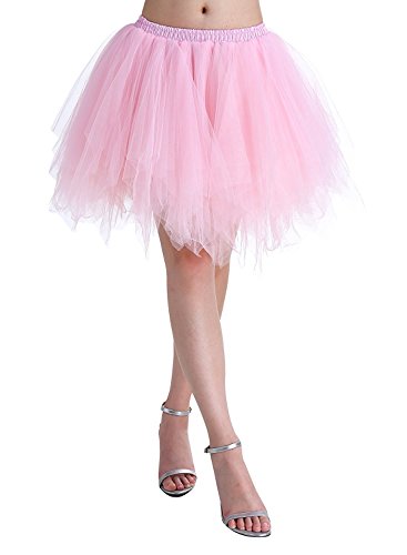 Karneval Erwachsene Damen 80s Tüllrock Tütü Röcke Tüll Petticoat Tutu Rosa