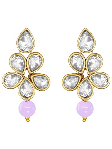 Image of Peora Crystal Faux Pearl Kundan Necklace & Jewellery Set Gift for Women