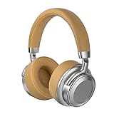 Vintage Metal Over-Ear Bluetooth Headphones, 38H Battery, Type-C Fast Charging, HiFi, Bluetooth 5.4, for Sports, Business, Music (Silver Brown)