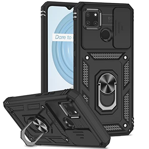 Funda para Realme C21Y / Realme C25Y, Tapa Deslizante para La Cámara, Armadura Carcasa con 360° Magnético Anillo Soporte Silicona Antigolpes Protectora Carcasa para Realme C21Y / Realme C25Y Cover