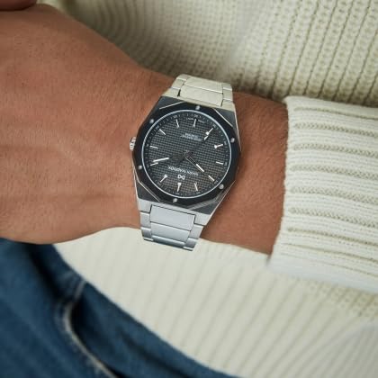Mark Maddox HM1030-17 – Reloj de Hombre Bitono Acero e IP Gris, Esfera Azul, Sumergible 100 m, Cuarzo Analógico 3 Agujas, Caja 42 mm, Cristal Mineral, Cierre con Pulsadores