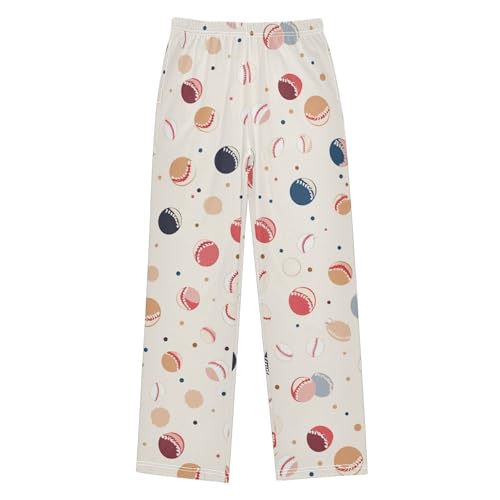 Boys' Pants Baseball Ball Beige Long Bottoms Jogger Pants Elastic Waist Trousers with Pockets S-XL