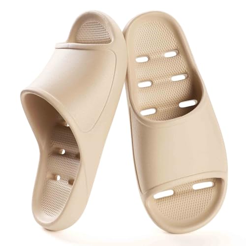 Image of Arch Support Shower Shoes for Women and Men Quick Drying with Drain Holes Slide Sandals Soft Cushioned Anti-Slip Pool Slides Comfort Bathroom Shower Slides