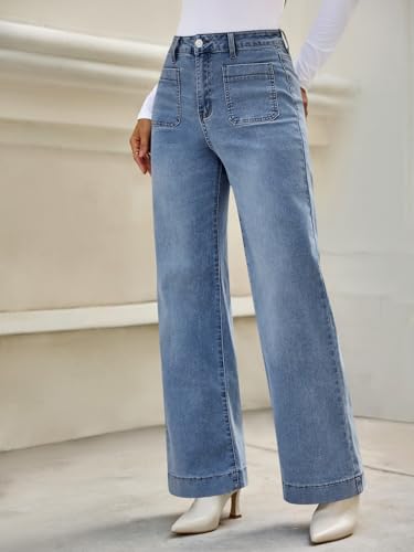 Cicy Bell Womens Wide Leg Jeans High Waisted Trendy Baggy Flare Denim Pants with Pockets2