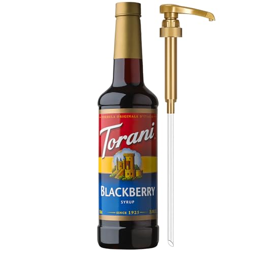 Image of Torani Blackberry Syrup for Drinks, Flavoring for Iced Tea, Lemonade, and Sodas, Pump Included, 25.4 Oz