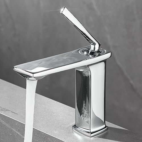 Grifo de lavabo de baño de latón cromado con diseño monomando de alta resistencia