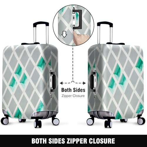 Travel Luggage Cover Suitcase Protector Scratch-Resistant Fit Not Included Suitcase Green, White, And Gray Illustration L-26-28in2