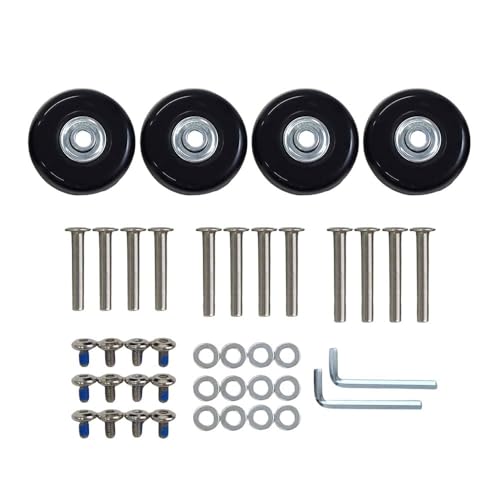 Japard Luggage Wheel Replacement Set, 50mm x 18mm Set of 4 Luggage Suitcase Replacement Wheels, Rubber Swivel Caster Wheels Bearings Repair Kits