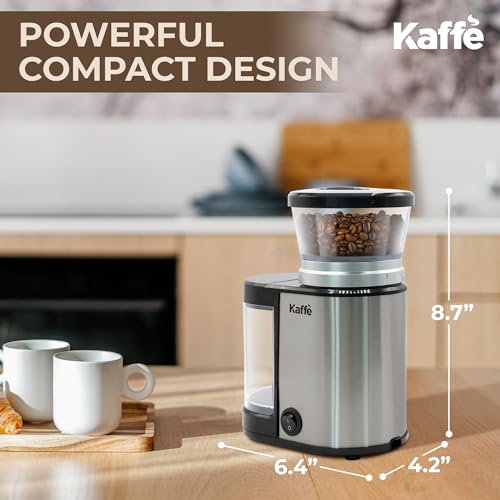 Kaffe Electric Burr Coffee Grinder (5.5oz) w/Adjustable Precise Coarseness Settings - Flat Burr - [Improved Motor] - Precision Coffee Bean Grinder for Home Use - Stainless Steel by Kaffè - Used condition - Image 6