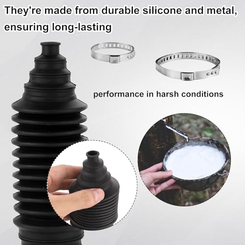 Achsmanschettensatz für Innere Spurstangen, 22x6x6cm Silikon-Faltenbalg Universal Staubdichte Zahnstangenmanschette Autozubehör(Schwarz)