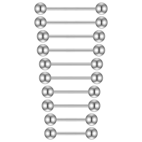 Hecila 10PCS Metal Tongue Rings Nipple Piercing Jewelry