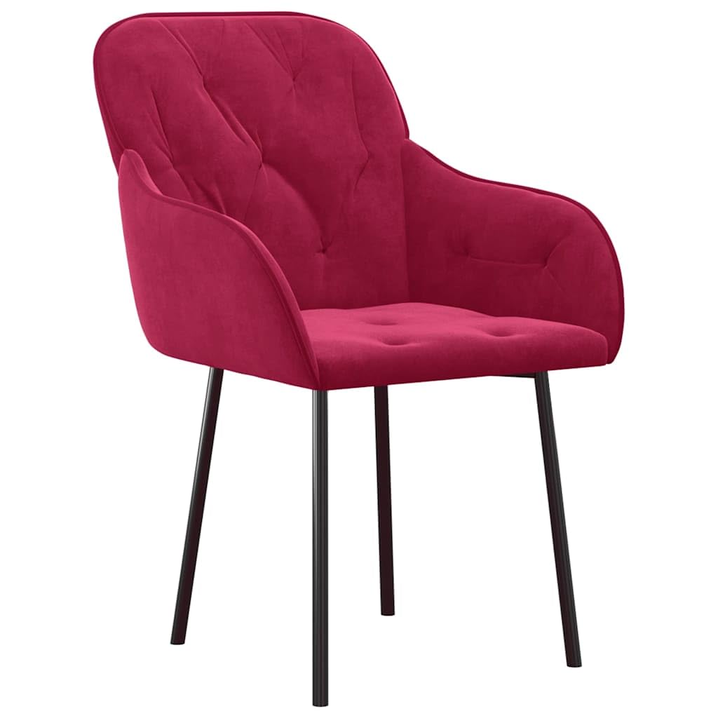 Generisch Set di 2 sedie per sala da pranzo in velluto, rosso vinaccia, con
