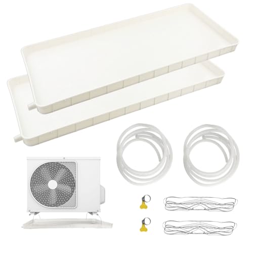 2 Pcs Air Conditioner Drip Tray Condensate Drain Pan,Drip Tray with Draining Hole and Hose Collector,Portable AC Drip Pan,Suitable for Indoor and Outdoor Split Air Conditioners(Size:1-2P,Hose 400cm)