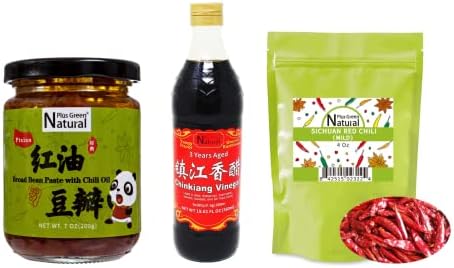Pixian Broad Bean Paste 7oz, Chinkiang Vinegar 19.61 fl oz, Whole Sichuan Chili 4oz