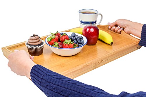 Kozy Kitchen Foldable Breakfast Tray| Large Organic Bamboo Folding Serving Tray, Laptop Desk, Bed Table, Lap Desk| 100% Natural And Eco-Friendly Tray With Handles And Legs #TOP5