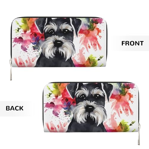 Pu Leather Wallet For Women Girl, Zip Around Credit Card Holder Schnauzer Long Wallet Clutch Purse Waterproof Travel Handbag2