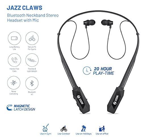 Image of Zoook Jazz Claws Bluetooth Neckband with mic with 20 Hrs. Backup - Heavy Bass