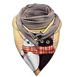 Scarves Shawls for Women Men Cat Print Fall Winter Travel Wrap Double-Layer Buckle Scarf Travel Wrap...