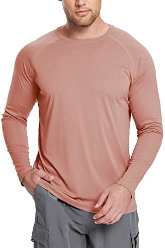 BALEAF Men's UPF 50+ Long Sleeve Shirts Soft Rash Guard Breathable Lightweight Workout Running Hiking Tops Orange Red L