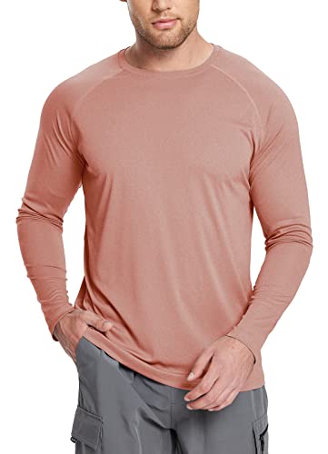 Baleaf Men's Upf 50+ Long Sleeve Shirts Soft Rash Guard Breathable Lightweight Workout Running Hiking Tops Orange Red L #TOP10
