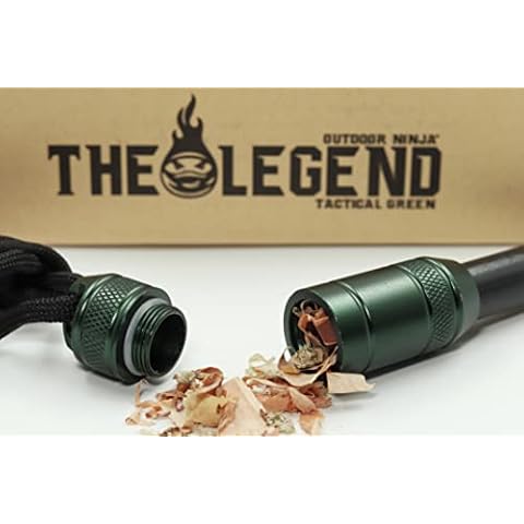 Outdoor Ninja Fire Steel - The Legend Tactical - Green FireSteel for Hiking, Bushkraft, Trekking, Camping and Other Outdoor Hobbies Including Multifunctional Scratcher, The Perfect Survival Kit Cover