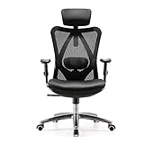 SIHOO Office Chair Ergonomic Office Chair, Breathable Mesh Design High Back Desk Chair with Adjustable Headrest and Lumbar Support (Black）