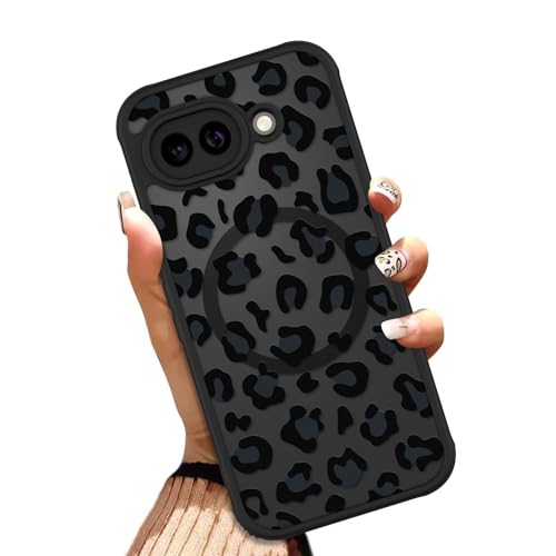 Google Pixel 10A 6.3インチ用OOKケース(MagSafe対応) ブラック ヒョウ柄デザイン 半透明携帯電話カバー ソフトTPU + ハードPC 傷防止 耐衝撃 マグネット式 かわいいケース 女性用の商品画像（Amazon）