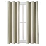 ChrisDowa Grommet Room Darkening Curtains for Bedroom and Living Room - 2 Panels Set Thermal Insulated Blackout Curtains (Beige, 42W x 63L)
