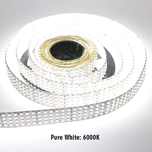 Quad Row Led Strip Lights - 24Vdc 3528Smd 146Leds/Ft High Cri 95 - Brightest Flexible Led Tape Lights - 1,170 Lumens/Ft - 2400 Leds 16.4Ft Per Roll For Photographic Lighting(White 6000K) #TOP5
