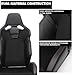 Spec-D Tuning Black PU Leather + Premium Suede w/Red Stitching, Fully Reclinable Racing Seat w/Dual Sliders, Pair, 4 Point Harness Compatible, 2 Seats
