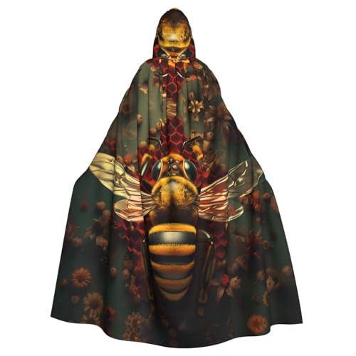 Veste à capuche adulte imprimé abeille cape de fête longue