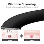 PRITECH Facial Cleansing Brush, Rechargeable Silicone Face Scrubber with Heat Massage End, Vibrating Exfoliator Scrubber for Deep Cleaning, Waterproof Face Brush for Women and Men (Black) - Image 2