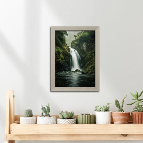 Image of TenorArts Waterfall Photo Frame Vastu Positivity Lucky Wall Painting Aesthetic Art Frames with White Wooden Texture for Living rooms Office Bedroom - Wall Paintings /Hangings (12inches x 9inches)