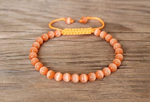 cat's eye round smooth 6mm multi color beads adjustable thread cord bracelet for men, women, meditation, yoga, healing, prosperity.