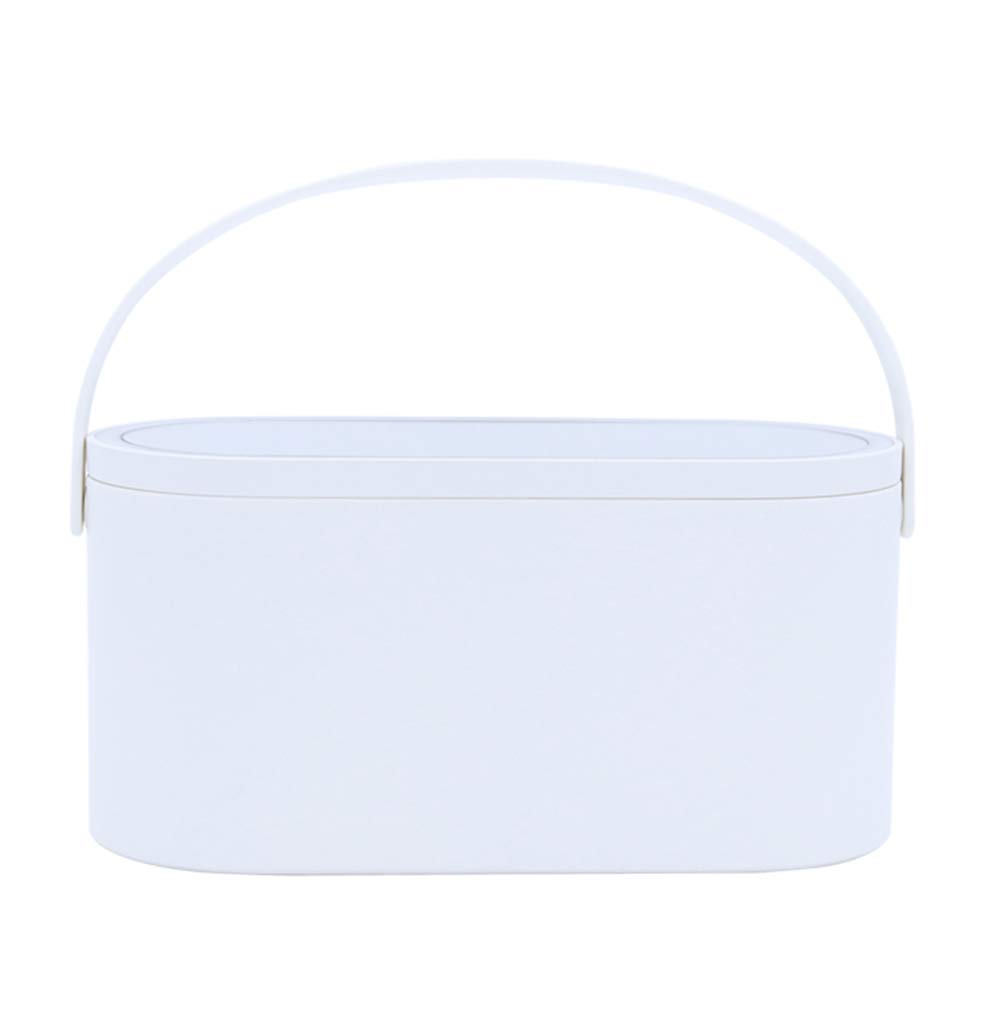 AMYESE Travel Makeup Box with LED Lighted Mirror, Multi-purpose Cosmetics Box Carrying Case Women's Dat Gift, White, Travel Size (Instruction included