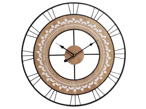 Horloge murale en métal et bois au design industriel chic - 2