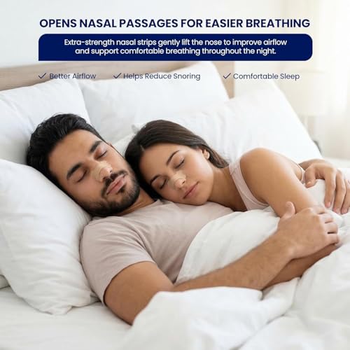 Image of Nose Strips for Breathing by Massner, Large Breath Strips for Sleeping, Snoring Support, Stuffy Nose and Congestion Relief - Better Night Airflow, 50 Nasal Strip