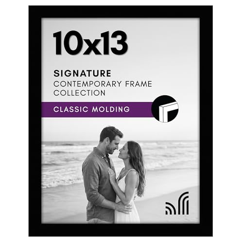Americanflat 10x13 Picture Frame with Shatter-Resistant Glass - Signature Collection - Gallery-Style Frames Made of Engineered Wood - Photo Frame for Wall Display - Black