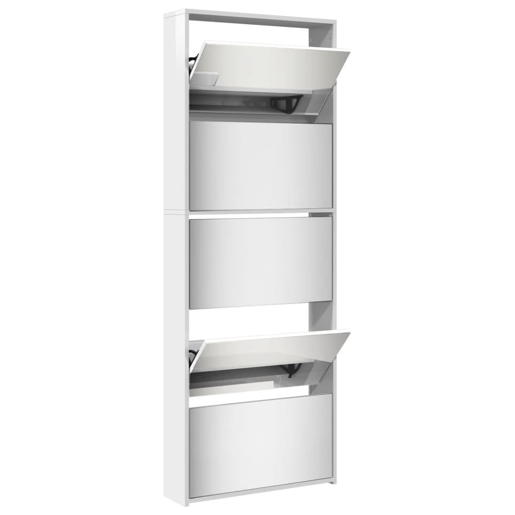 Rantry Scarpiera con Specchio a 5 Livelli Bianco Lucido 63x17x169,5 cm Mobili, Scaffale Portascarpe Organizzatore per Scarpe Stoccaggio Salva Spazio per Corridoio