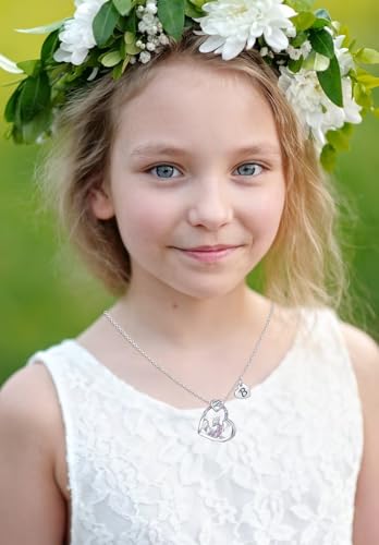 Dragon Necklace Gifts for Kids Girls Rainbow Dinosaur Animal Pendant Colorful CZ Heart Letter Initial Jewelry Gifts for Daughter Granddaughter Niece Little Teen Girl2