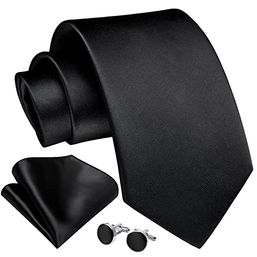Image of Enlision Mens Ties Solid Color Satin Necktie Ties for men Handkerchief Cufflinks Pocket Squares for Wedding