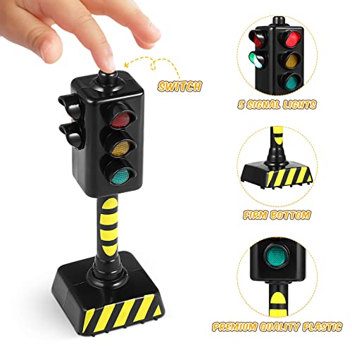 Stobok Led Traffic Stop Light 2Pcs Mini Traffic Light Lamp Traffic Light Toys Simulation Traffic Light Model Toys For Kids Early Safety Education Pretend Play Playset Kids Traffic Light Toy #TOP4