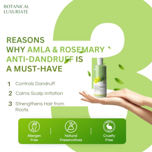 Image of Botanical Luxuriate Amla & Rosemary Anti-Dandruff Shampoo | Paraben Free | Dermatologically Tested | pH Balanced | For Healthy, Dandruff-Free Scalp | 100 ml (Pack of 3, Pack of 3)