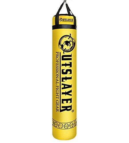Outslayer Muay Thai Punching Bag 6ft Tall 130 Pounds Filled Heavy Bag Made in USA (Yellow)
