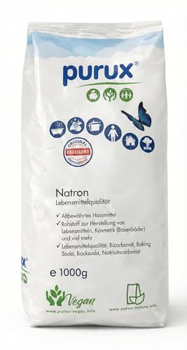 purux Natron Pulver 5kg + 1kg Bonus, Lebensmittelqualität nachhaltig verpackt, Back Soda