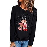 Hanraz Weihnachtspullover WinterLangarmshirt Oberteil SweatshirtWeihnachtspullover Damen Mode HerbstWeihnachtsbluse Christmas