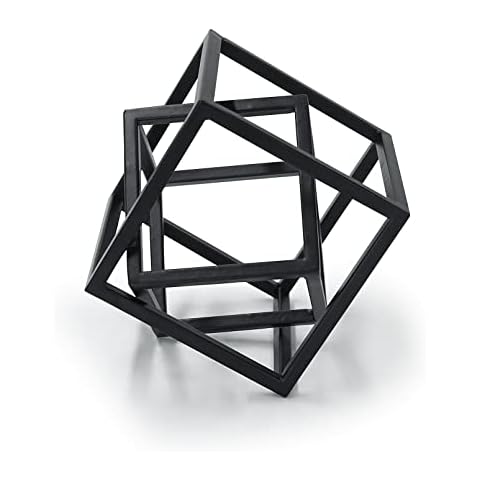 DreamsEden Small Geometric Sculpture, Metal Cube Decorative Ornaments Modern Home Decor Accent Cover