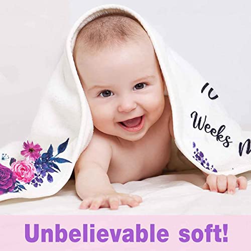 Image of Monthly Milestone Blanket for Baby Girl, 48 inchx40 inch Soft Flannel Pink Princess Memory Growth Blanket, Photography Backdrop Prop for Newborn Baby Shower, 1 to 12 Months Include Marks BTLSPH819